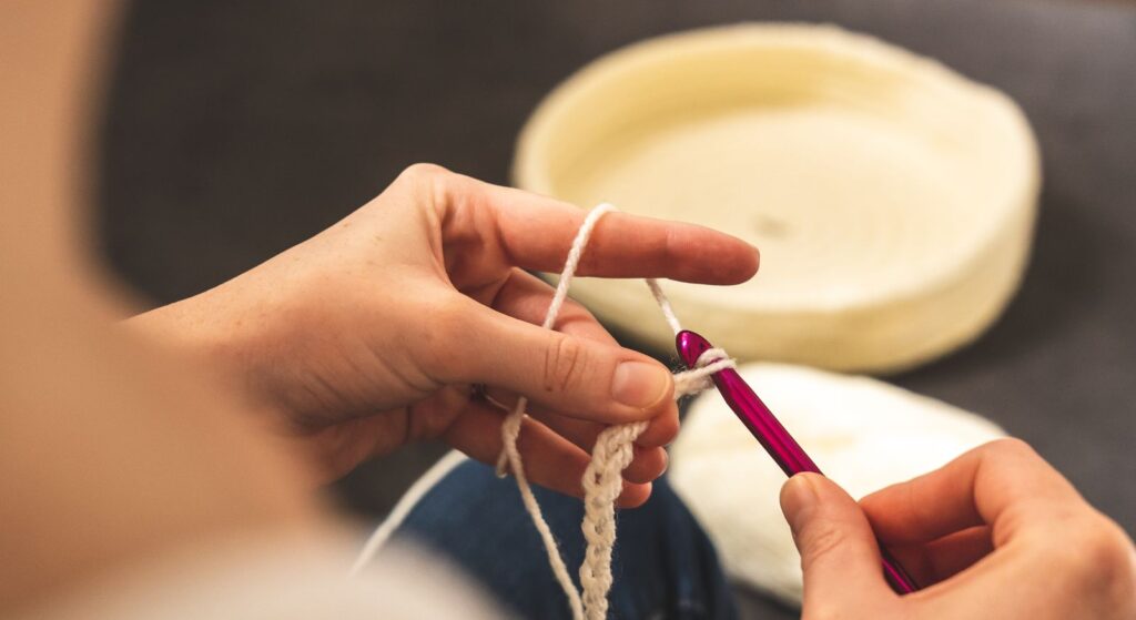 close-up of 3.5 mm crochet hook